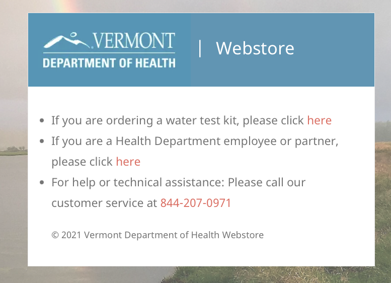 Vermont Department of Health - Webstore